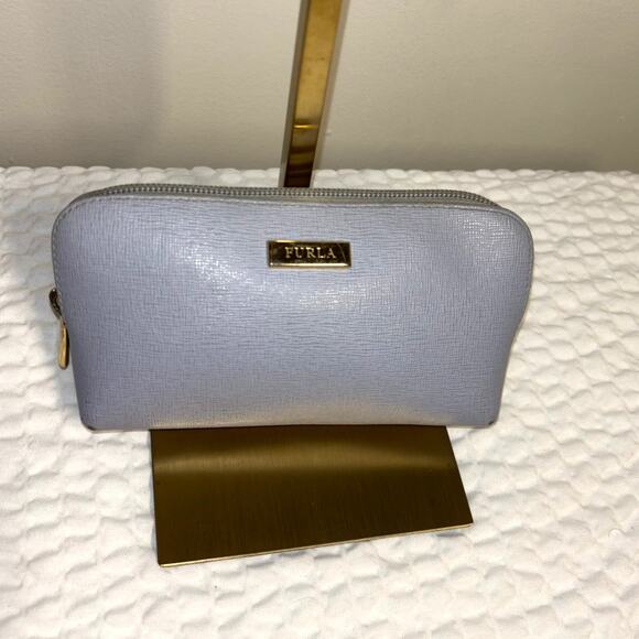 Furla Grey Leather Pouch - Picture 1 of 5